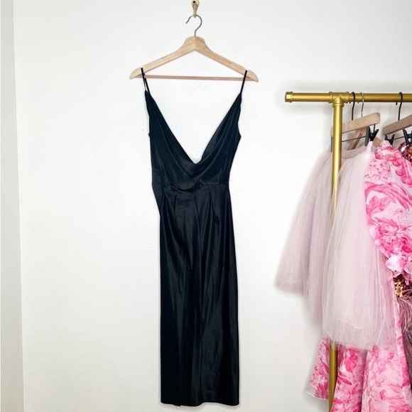 HOUSE OF CB Coco black draped satin dress (Sz XS) - Picture 3 of 3